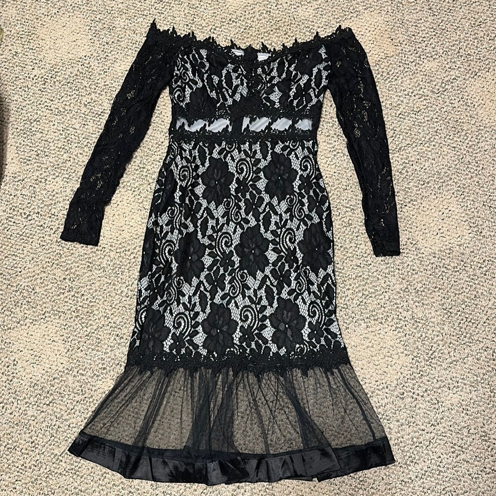 Formal black & white lace dress